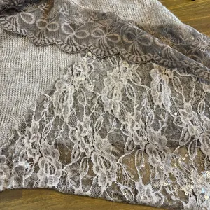 Y2K Whimsigoth Fairy Tunic Top Dress Lace Sequin Asymmetrical Gray Wool Mohair thumbnail 5