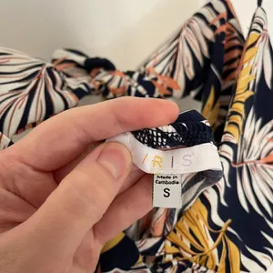 NEW NWT IRIS DISCOVERY Print Tank Maxi Dress Navy Blue Palm Leaf Leaves Floral S thumbnail 6