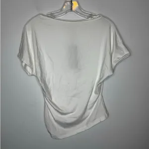 OGL Elevated V-Neck Side Ruched Cap Sleeve Bra Tee Pure White Size S New thumbnail 2