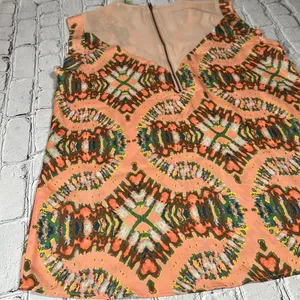 Collective Concepts Multicolor Watercolor Coral sleeveless Blouse size Large thumbnail 12
