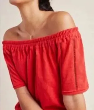 Anthropologie Saturday Sunday EUC Women's Felicia Red Off the Shoulder Top XS thumbnail 1