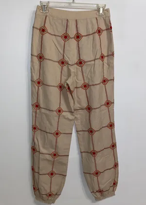NWT $138 Ivory Lattice Embroidered Joggers XS thumbnail 6