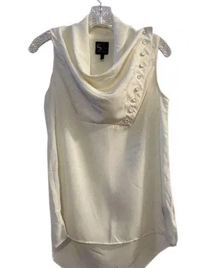 Serena Williams Signature Statement Sleeveless Cowl Neck Blouse Off-white Size S thumbnail 1