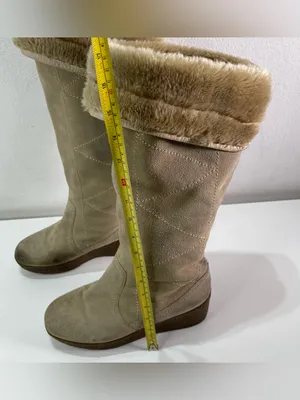Y2K Steve Madden Faux Fur Boots Platform 9.5M Chunky Lined Suede Knee High Boho thumbnail 2