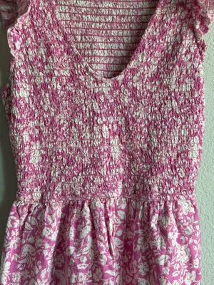 Universal Threads Pink Floral Smocked Mini Dress XS Cottagecore Style thumbnail 4