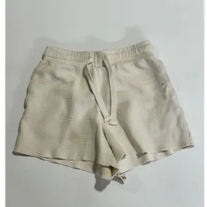 One Wednesday Waffle Knit Cotton Lounge Shorts Cream Medium Casual thumbnail 2