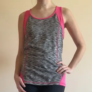 Tek Gear Pink and Gray Athletic Tank Top Small thumbnail 1