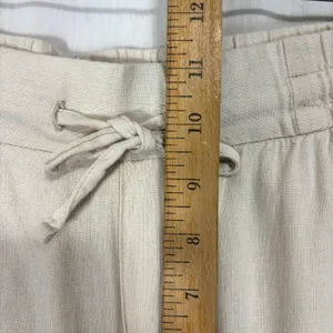 Old Navy Linen Blend Lt Beige‎ Pants Womens L Drawstring Waist Coastal Beachy Boho Casual thumbnail 4
