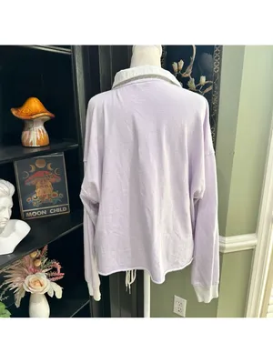 Aerie Lavender Long Sleeve Collared Top – Size L thumbnail 3