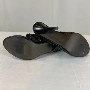 Miss Sixty Sade Stiletto Heels Black Leather Studs Jeweled Slingback Size 38 thumbnail 5