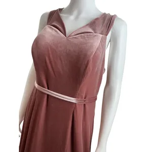 Cocomelody Dusty Rose Velvet Maxi Gown V-Neck‎ High Slit Formal Dress Mauve thumbnail 7
