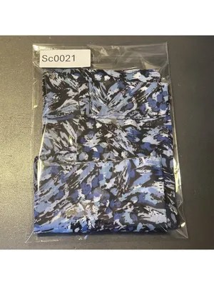 Blue, Black, & White Abstract Brushstroke Patterned Scarf Blue thumbnail 11