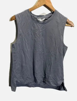 Athleta Muscle Tank Women Medium Blue Gray Cotton Blend Activewear Gym‎ Top thumbnail 1