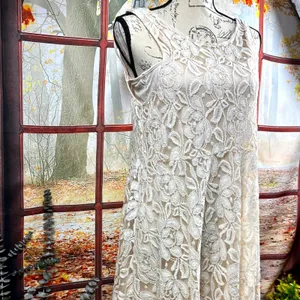 Free People Lace Sleeveless Mini Dress Beige M thumbnail 6