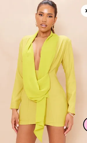 Olive Chiffon‎ Drape Detail Long Sleeve Bodycon Dress size 4 thumbnail 1