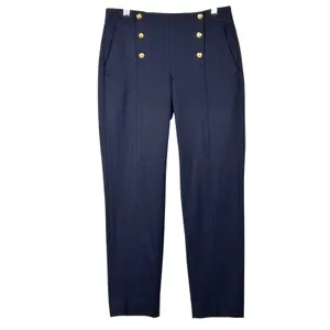Banana Republic Avery Sailor Dress Pants Womens 4L Straight Leg Navy Gold 31x30‎ thumbnail 2