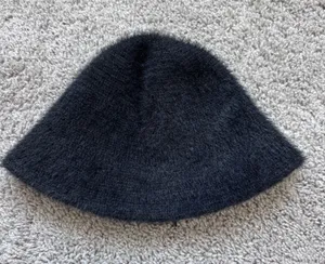 Black fuzzy bucket hat, adjustable thumbnail 1