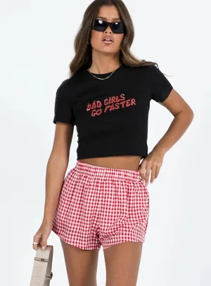 Princess Polly Red Gingham Shorts thumbnail 1