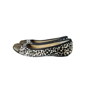 Neiman Marcus Metallic Toe Leopard Print Ballet Flats calf Hair size 8 flawed thumbnail 4