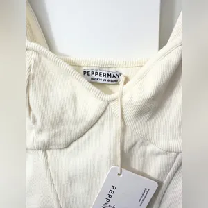Peppermayo NWT Jaide Organic Cotton Rib Corset Top - Ivory - L thumbnail 9