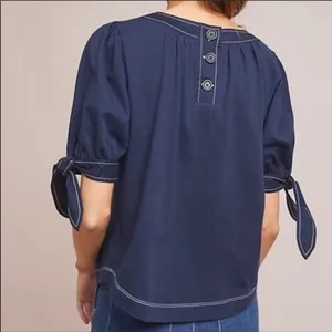 Anthropologie Rialto Navy Blue Tie Sleeve‎ Shirt thumbnail 3