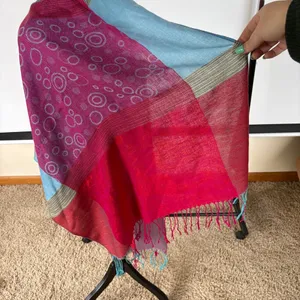 Pashmina Wool Soft Colorful Scarf Shawl Pink Blue Cotton Candy Fairy Tassels thumbnail 5