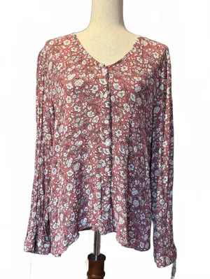 Market & Spruce Women's Floral Long Sleeve Blouse Size XL thumbnail 1