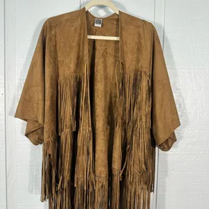 L’Amour Faux Suede Fringed Western Jacket No Size EUC thumbnail 3