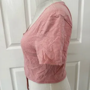 Cooperative pink short sleeved cropped tie front top thumbnail 5