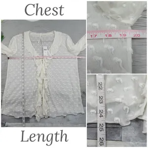 By ANTHROPOLOGIE Long-Sleeve Clip Dot Sheer Textured Blouse Women's Size Medium thumbnail 10