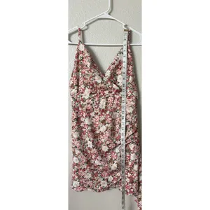 Pink Floral Ruched Mini Sundress Strappy Backless Sweetheart Romantic Sz Medium thumbnail 11