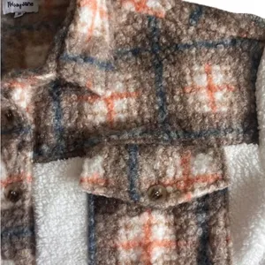 Prissy Jane oversized shacket xl plaid contrast fuzzy Sherpa jacket thumbnail 7