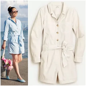 J. Crew Foundry Chino Short Coveralls Romper in Khaki Size 8 thumbnail 2