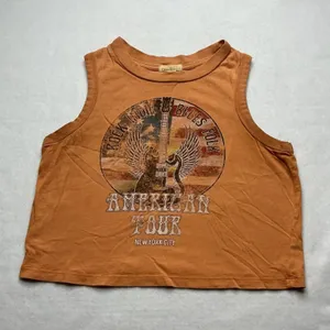 Full Tilt Womens American Tour Graphic Muscle Tank Top‎ Orange XS thumbnail 1