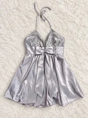 Vintage 90s Y2K F.I.E.S.T.A. Sequin Halter Mini Dress + Shawl – Silver – S thumbnail 9
