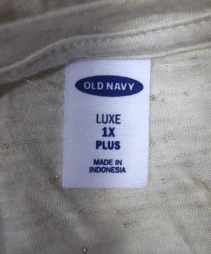 Old Navy Luxe Womens Shirt Top Plus Size 1X Short Sleeve V-Neck Sparkle Beige Gold NWT thumbnail 3