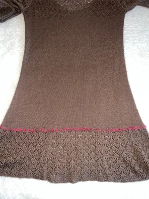 Free People Brown Crochet Knit Boho Whimsigoth Mini‎ Dress Size M thumbnail 7