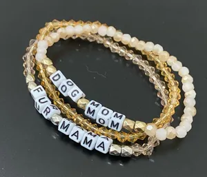 Handmade Dog Mom Fur Mama Beaded Stretchy Bracelet One Size thumbnail 5