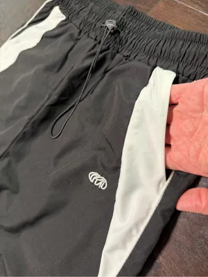 Black White Y2K Wide Leg Track Pants Windbreaker Parachute Joggers M thumbnail 7