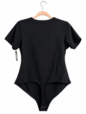 NWT Auden Luxury 4-Way Stretch Black Short Sleeve Bodysuit 1X thumbnail 5
