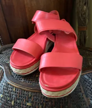 Franco Sarto Coral Pink Espadrille Wedge Sandals thumbnail 1