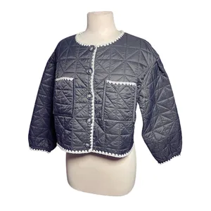 SARA CAMPBELL Women’s Gray Button Up Whipstitch Puffer Jacket thumbnail 4