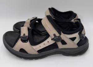 Ecco Yucatan Sandals Beige Black Nubuck Leather Hiking Walking Shoes Women 7-7.5 thumbnail 1