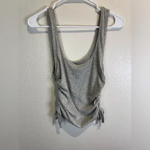 4TH & Reckless Women’s Ruched Lindsey Tank Gray Sleeveless Top‎ Size M thumbnail 6