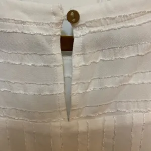 LOFT white striped blouse with ruffled sleeves thumbnail 5