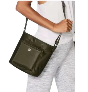 Lululemon Olive Green All Set Nylon Bucket Bag Purse thumbnail 1
