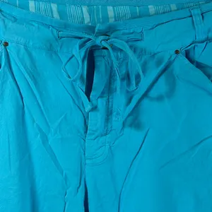 Fresh Produce Womens XL Turquoise Blue Cotton Stretch Drawstring Straight Pants thumbnail 7