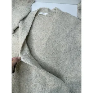 ASTR Cream Long Sleeve‎ Fuzzy Boucle Wool Blend Faux Wrap Sweater Boho Size XL thumbnail 9