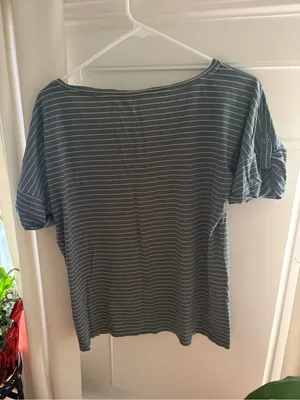 Ann Taylor Blue Striped Shirt Size M thumbnail 2
