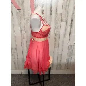 Women’s pink Lace Babydoll Lingerie Chemise Crisscross Back Size XL thumbnail 6